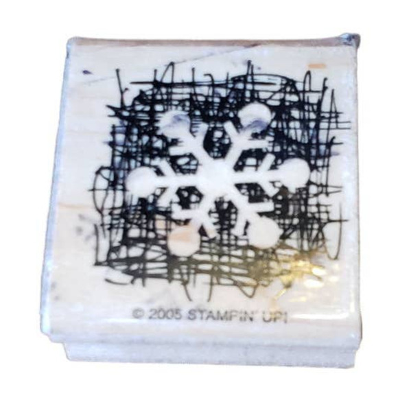 Stampin Up Inky Winter Snowflake Wood Mounted Rubber Stamp - Picture 1 of 9